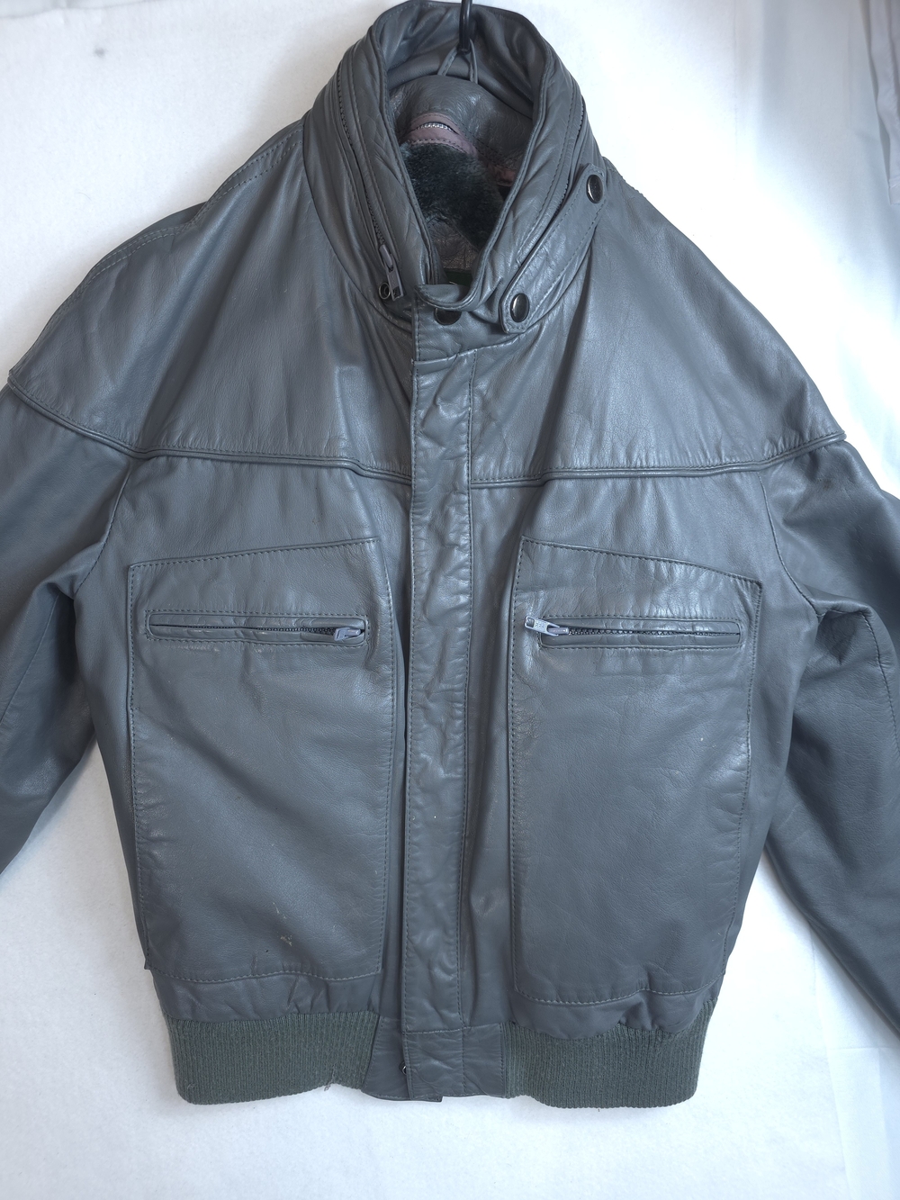 Vintage Hill & Archer Genuine Leather Bomber Jacket Mens 42 Korea Removable